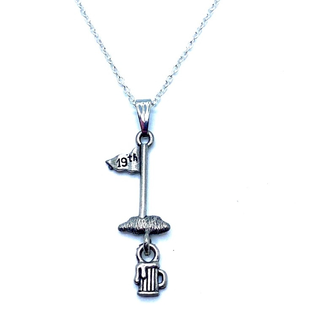 Golfer Necklace 19th Hole Flag Beer Mug